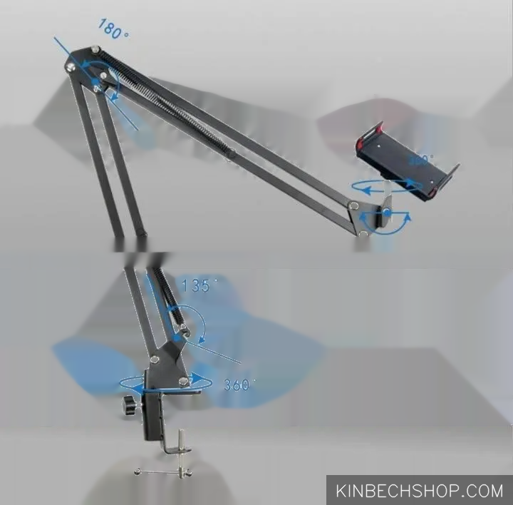 360 Rotation Metal Long Arm Phone Tablet Holder