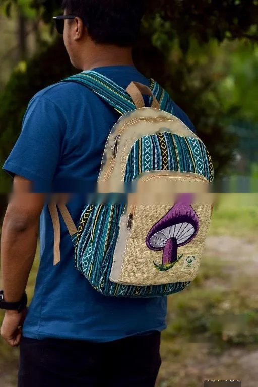 Mushroom printed highly quality hemp bags Nepal