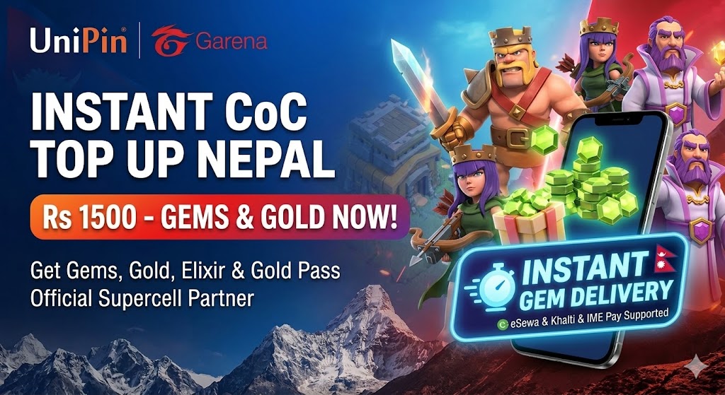 Clash of Clans (CoC) Gems Top Up Nepal | Gold Pass | Instant Delivery
